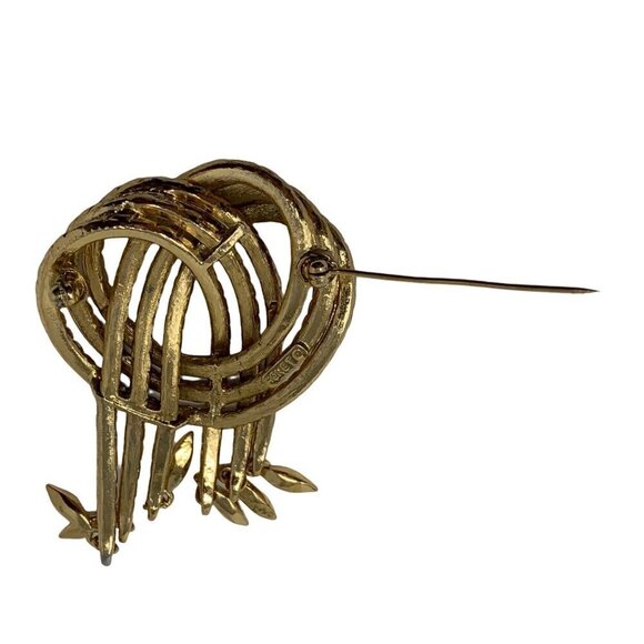 Vintage Monet Rope Knot Brooch Pin Goldtone Gold Tone Tremble Large 2.75 in Sign - Picture 11 of 12